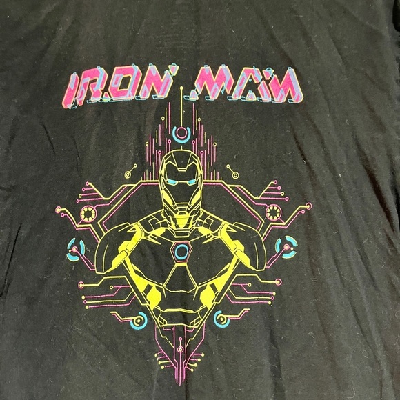 Marvel Iron Man Neon Circuit Graphic Black T-Shirt - Size L - Picture 5 of 8